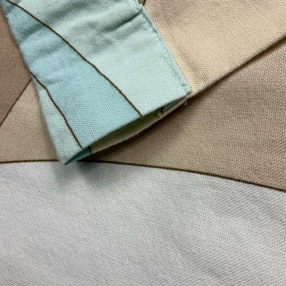 Vintage 70s/80s light aqua geometric lined curtain panels 45 x 81 set of two - Picture 4 of 8